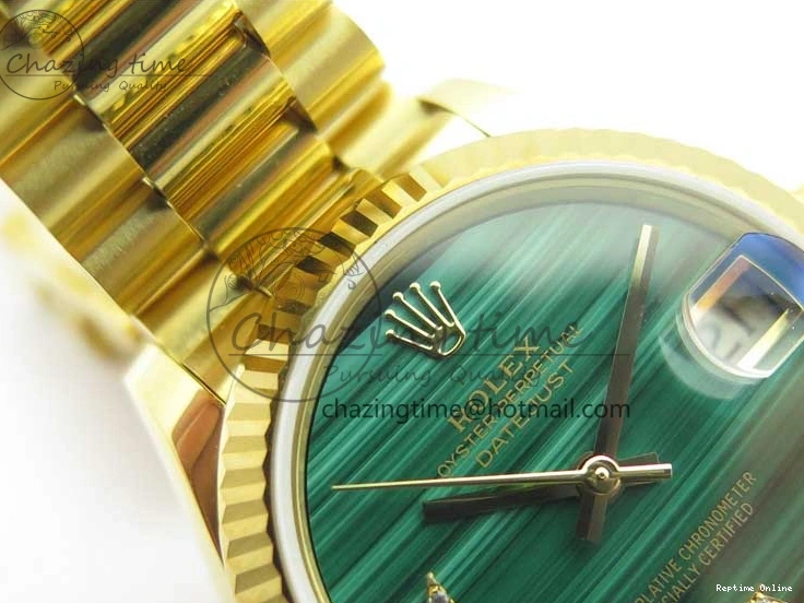 0516 Daydate 278288 31mm YG EWF Best Edition Green Malachite Dial on YG President Bracelet ETA SunProtective 2605